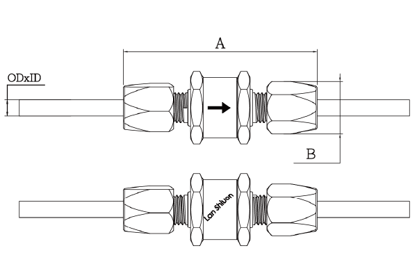 PTFE 逆止弁 Check Valve 製品構造図